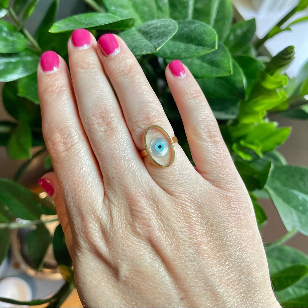 Anna Maria Mazaraki Athens Greece- Gold & Opal Evil Eye Ring